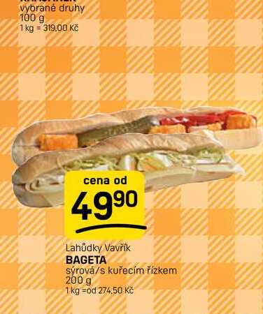 BAGETA sýrová/s kuřecím řízkem 200 g 