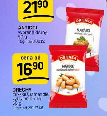 OŘECHY mix/kešu/mandle vybrané druhy 60 g 