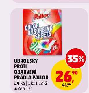 UBROUSKY PROTI OBARVENÍ PRÁDLA PALLOR, 24 ks