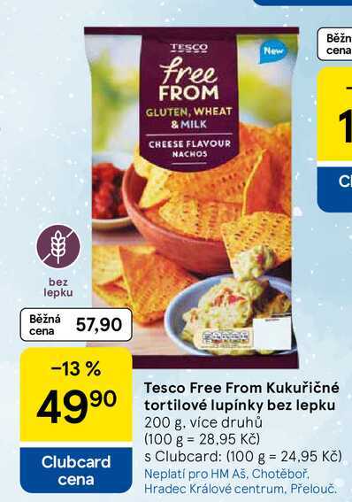 Tesco Free From Kukuřičné tortilové lupínky bez lepku, 200 g
