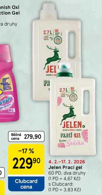 Jelen Prací gel, 60 PD, dva druhy 