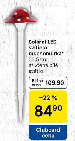 Solární LED svítidlo muchomůrka, 33.5 cm. studené bílé světlo 