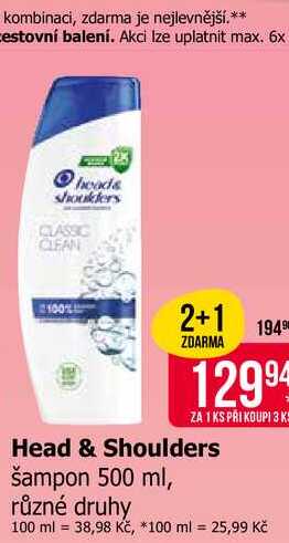Head & Shoulders šampon 500ml, vybrané druhy