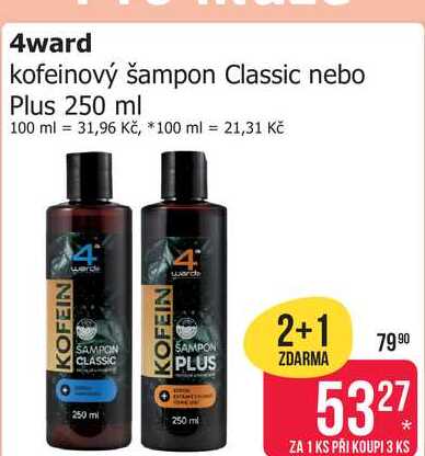 4ward kofeinový šampon Classic nebo Plus 250 ml 