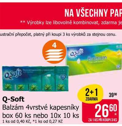 Q-Soft Balzám 4vrstvé kapesníky box 60 ks