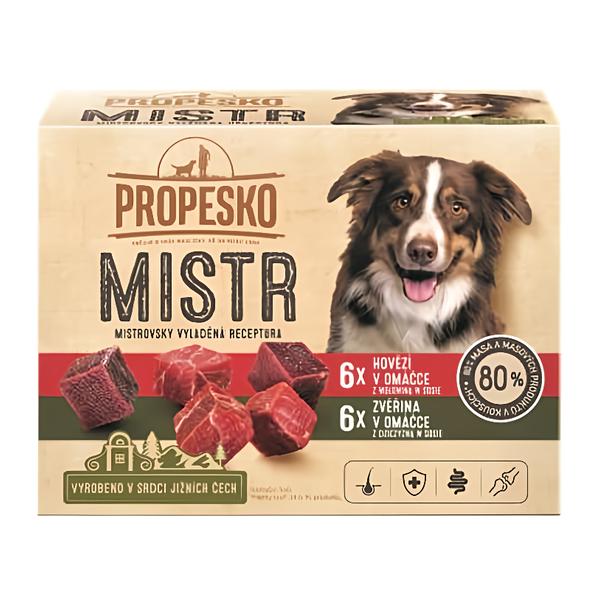 Propesko Mistr Filetky s hovězím a zvěřinou v omáčce pro psy 12x85g