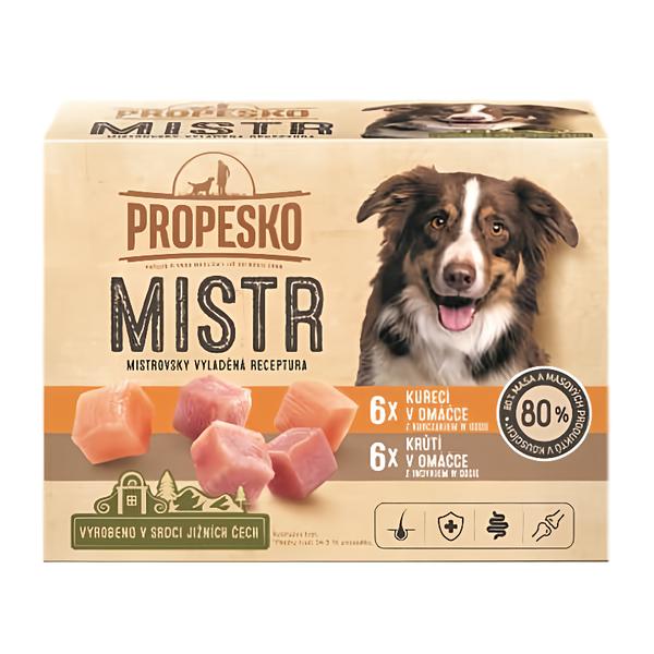 Propesko Mistr Filetky s kuřecím a krůtím v omáčce pro psy 12x85g