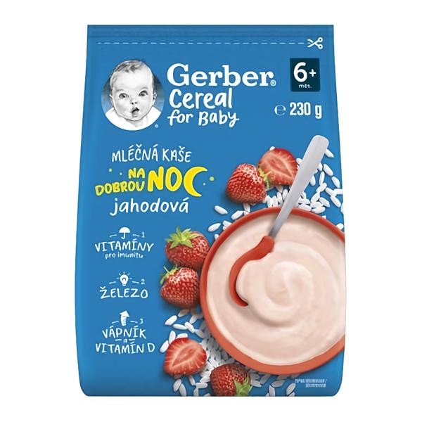 Gerber Cereal mléčná kaše jahodová Dobrou noc