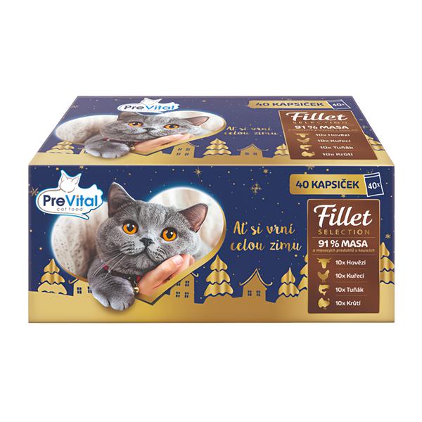 PreVital Kapsičky pro kočky maso, tuňák omáčka, želé 40x85g
