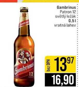 Gambrinus Patron 12 světlý ležák 0,5l v akci