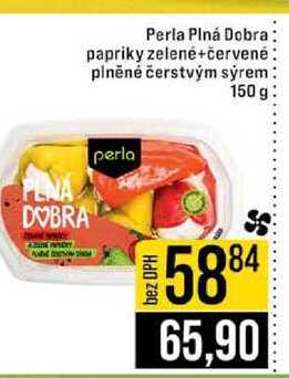 Perla Plná Dobra papriky zelené+červené plněné čerstvým sýrem 150 g