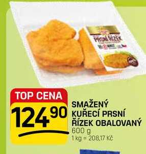 SMAŽENÝ KUŘECÍ PRSNÍ ŘÍZEK OBALOVANÝ 600 g 