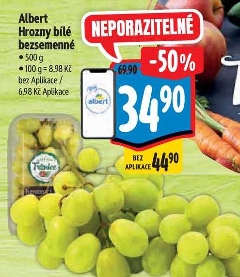Albert Hrozny bílé bezsemenné  500 g 