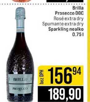 Brilla Prosecco DOC Rosé extra dry Spumante extra dry Sparkling nealko 0,751l