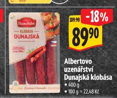 Albertovo uzenářství Dunajská klobása 400 g