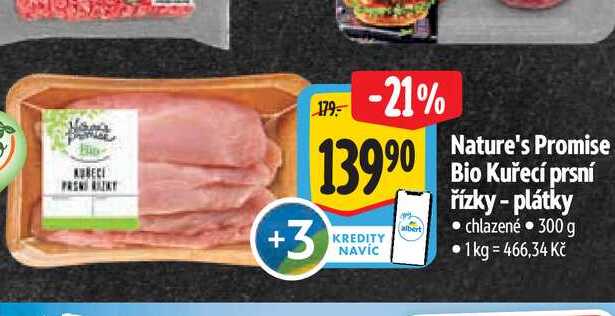  t Nature's Promise Bio Kuřecí prsní řízky - plátky 300 g