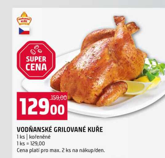 VODŇANSKÉ GRILOVANÉ KUŘE 1 ks kořeněné 