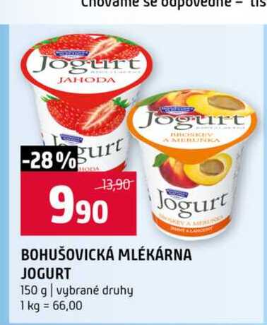 BOHUŠOVICKÁ MLÉKÁRNA JOGURT 150 g vybrané druhy