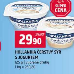 HOLLANDIA ČERSTVÝ SÝR S JOGURTEM 125 g vybrané druhy 