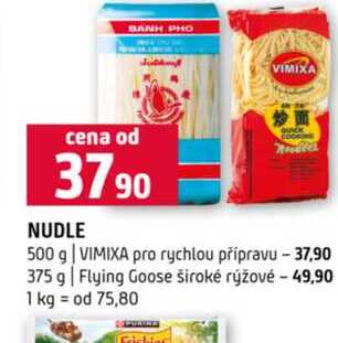 NUDLE 500 g VIMIXA pro rychlou přípravu 375 g Flying Goose široké rýžové