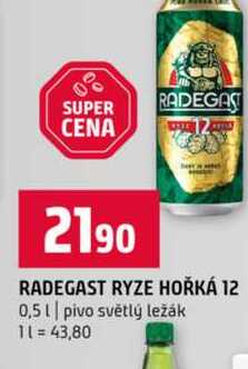 RADEGAST RYZE HOŘKÁ 12 0,5l pivo světlý ležák