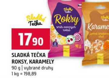 SLADKÁ TEČKA ROKSY, KARAMELY 90 g vybrané druhy 