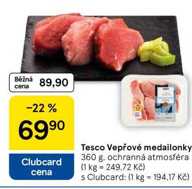 Tesco Vepřové medailonky, 360 g