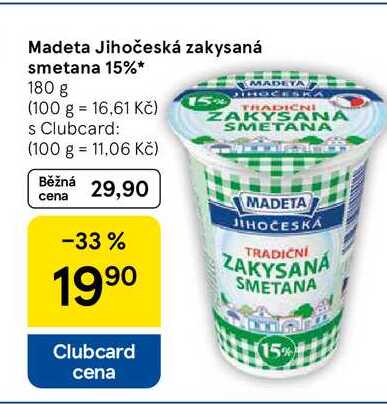Madeta Jihočeská zakysaná smetana 15%, 180 g