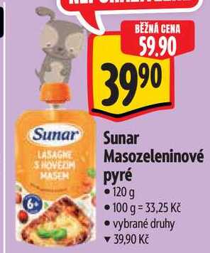Sunar Masozeleninové pyré, 120 g