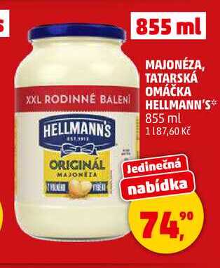 TATARSKÁ OMÁČKA HELLMANN'S, 855 ml