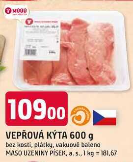 VEPŘOVÁ KÝTA 600 g bez kosti, plátky