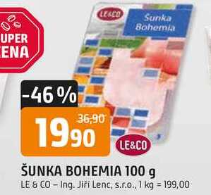 LE&CO ŠUNKA BOHEMIA 100 g