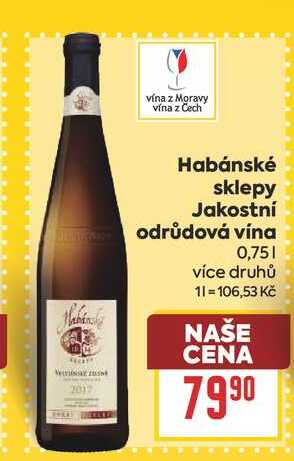 Habánské sklepy Jakostní Derrace odrůdová vína 0,75l 