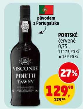 PORTSKÉ červené, 0,75 l