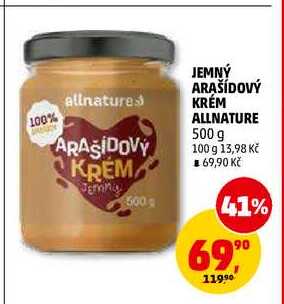 JEMNÝ ARAŠÍDOVÝ KRÉM ALLNATURE, 500 g 
