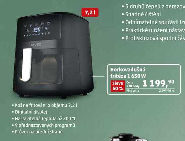 Horkovzdušná fritéza 1 650 W 