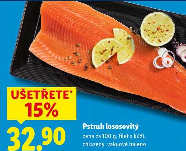 Pstruh lososovitý, cena za 100 g