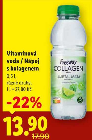 Vitamínová voda/Nápoj s kolagenem, 0,5 l