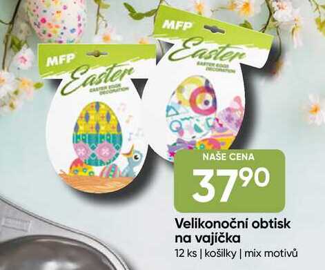 Velikonoční obtisk na vajíčka 12 ks, košilky