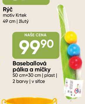 Baseballová pálka a mičky 50 cm+30 cm Hruška