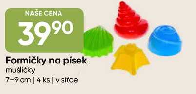 Formičky na písek mušličky 7-9 cm, 4 ks Hruška