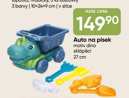 Auto na písek motiv dino sklápěcí 27 cm Hruška