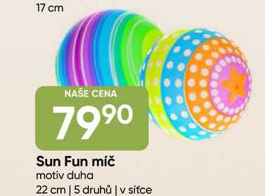 Sun Fun míč motiv duha 22 cm, 5 druhů Hruška