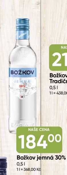 Božkov jemná vodka 30% 0,5l