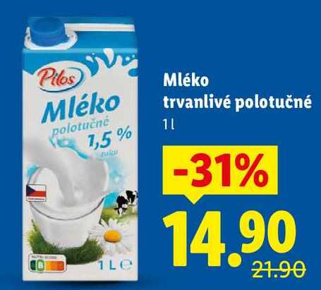 Mléko trvanlivé polotučné, 1 l