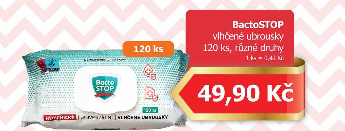 BactoSTOP vlhčené ubrousky 120 ks