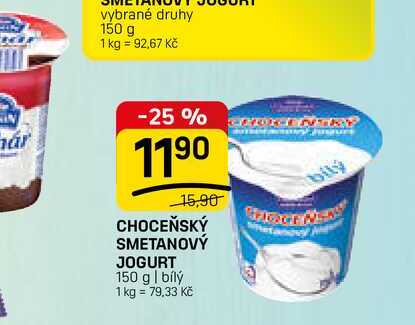 CHOCEŇSKÝ SMETANOVÝ JOGURT 150 g | bílý 