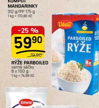 RÝŽE PARBOILED varné sáčky 8 x 100 g 