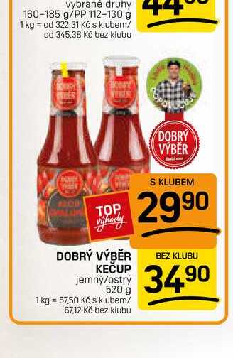 DOBRÝ VÝBĚR KEČUP jemný/ostrý 520 g