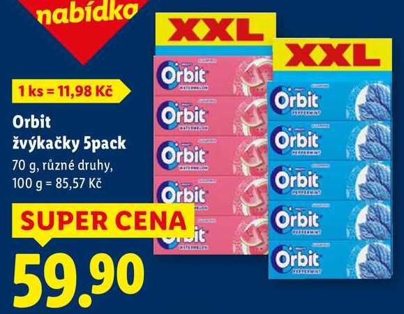 Orbit žvýkačky 5pack, 70 g